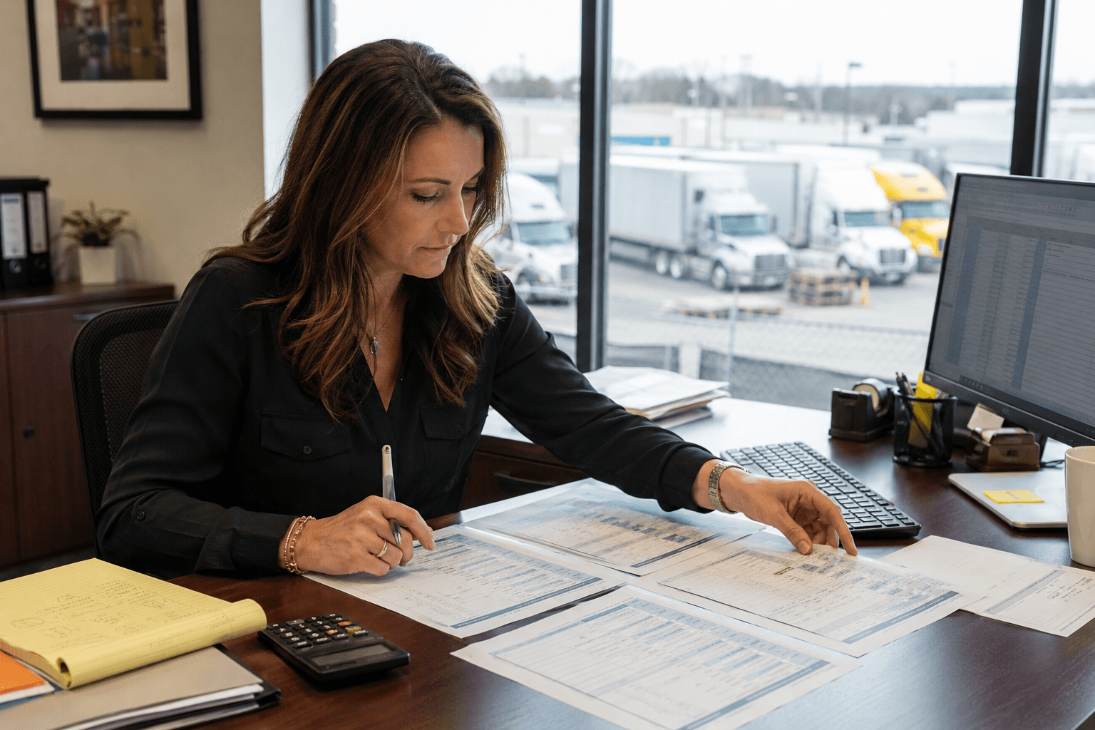 Freight pricing manager comparing carrier rates for recurring transportation lanes