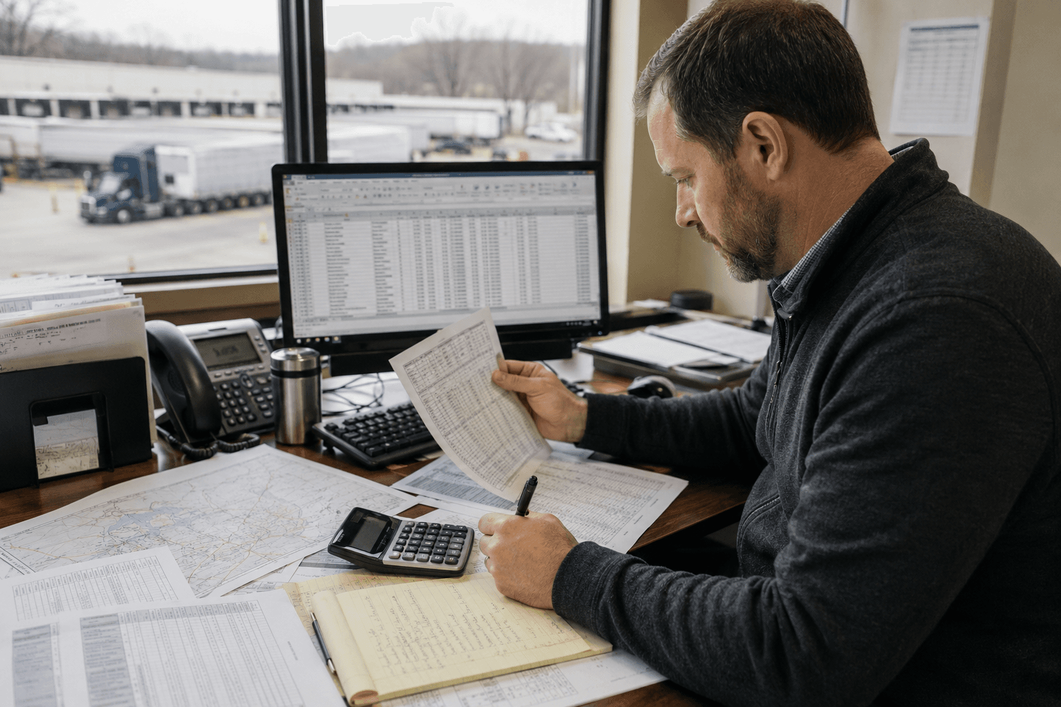 Logistics analyst comparing total freight costs across carrier proposals